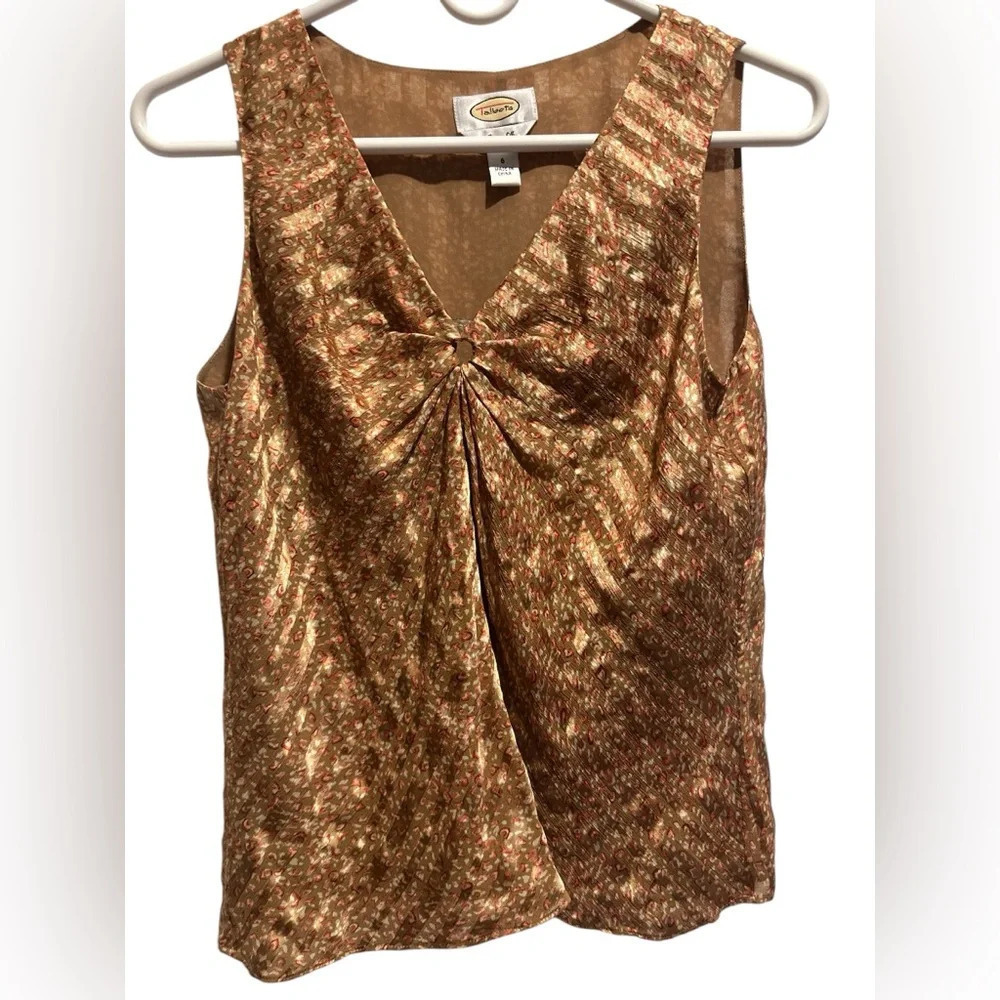 Talbots sleeveless pure silk vneck blouse